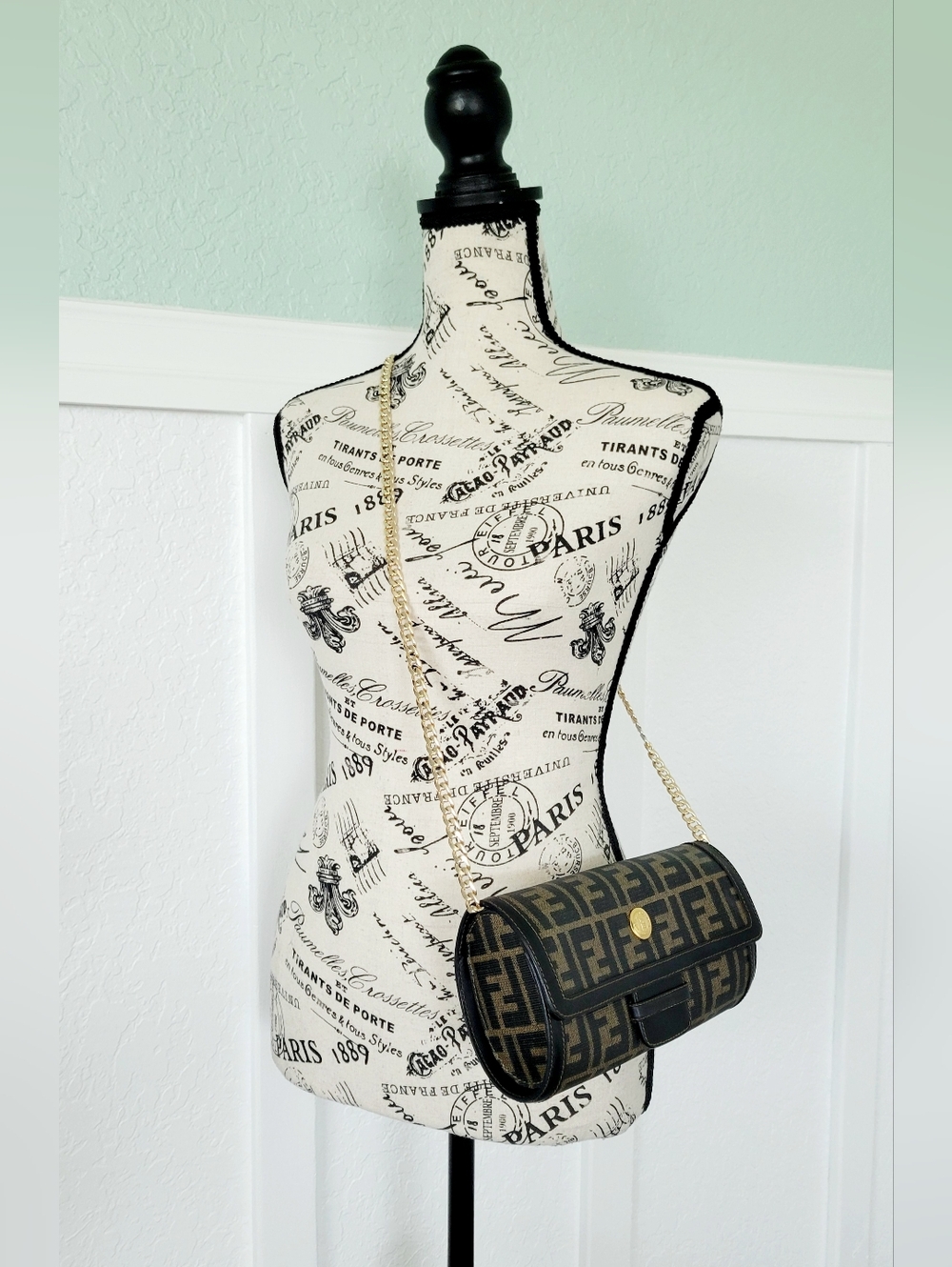 Fendi FF Zucca Black & Brown  Mama Baguette Crossbody Clutch Bag - Picture 9 of 9